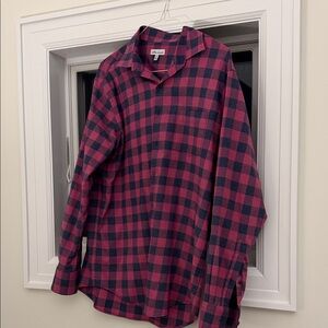 Peter Millar Men's Pink and Blue Checkered Shirt